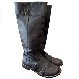 Gee Wawa ACE Black Leather Tall Boots
